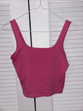 Hollister Ribbed Scoop Crop Tank Top - Fuchsia/Hot Pink